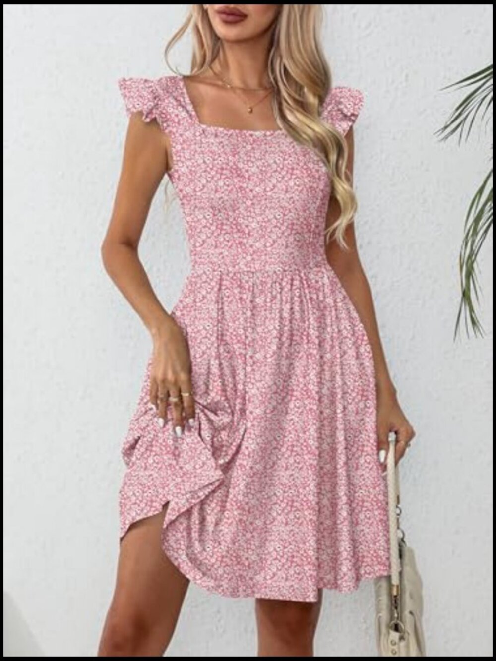Polyester Spandex Summer Casual Sundress with Pockets Floral Print - Picture 4 of 7